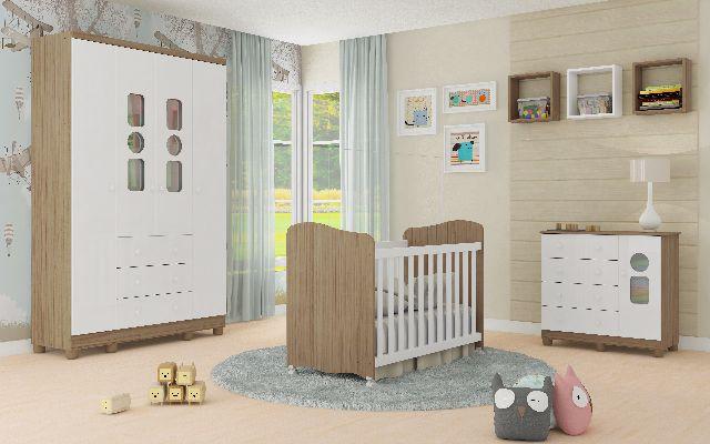 Quarto completo 100% MDF, branco com carvalho. Menor PREÇO