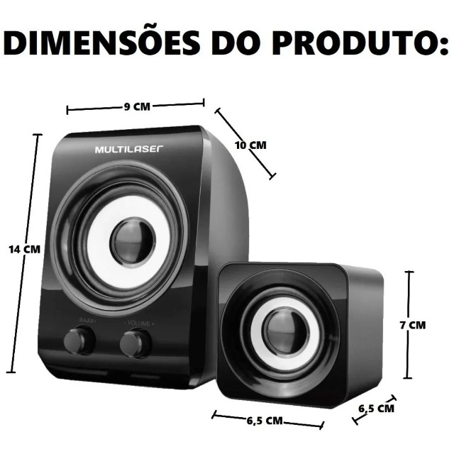 Caixa De Som Subwoofer Preta Para Pc W Multilaser Sp Udio Tv