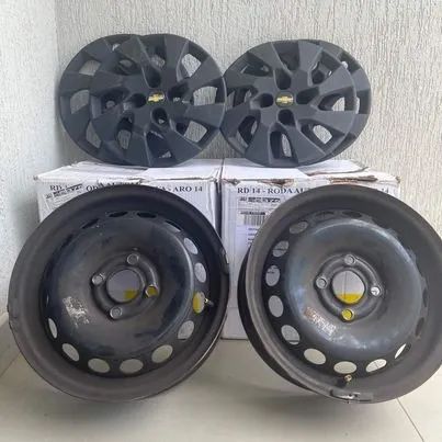 4 Rodas De Ferro Aro 14 4x100 4 Calotas Aro 14 4 Picos Novos