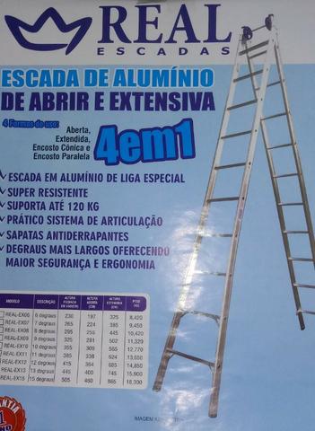 Escada Alumínio Ext 11 degraus 6,24 mts marca Real