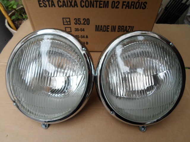 Farol Olho De Boi Lente Radiada Para VW Fusca Ate 72 Carros Vans