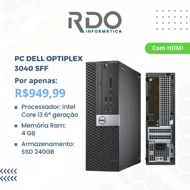 Pc Sff Dell Optiplex I Gera O Hdmi Computadores E Desktops