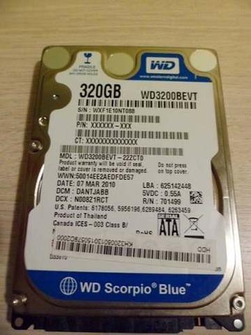 HD Notebook WD 320GB. 100% Funcionando