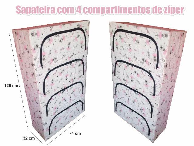 Sapateira com 4 Compartimentos de Zíper Aproveite