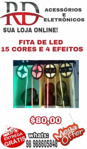 Fitas de led 15 cores 4 efeitos com controle