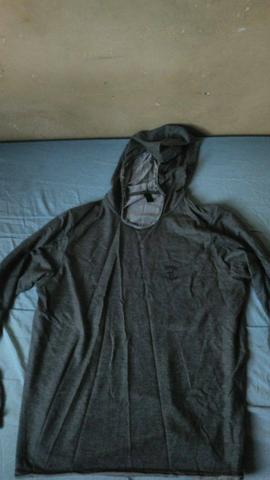 Hoodie malha fina casual cinza, tamanho G