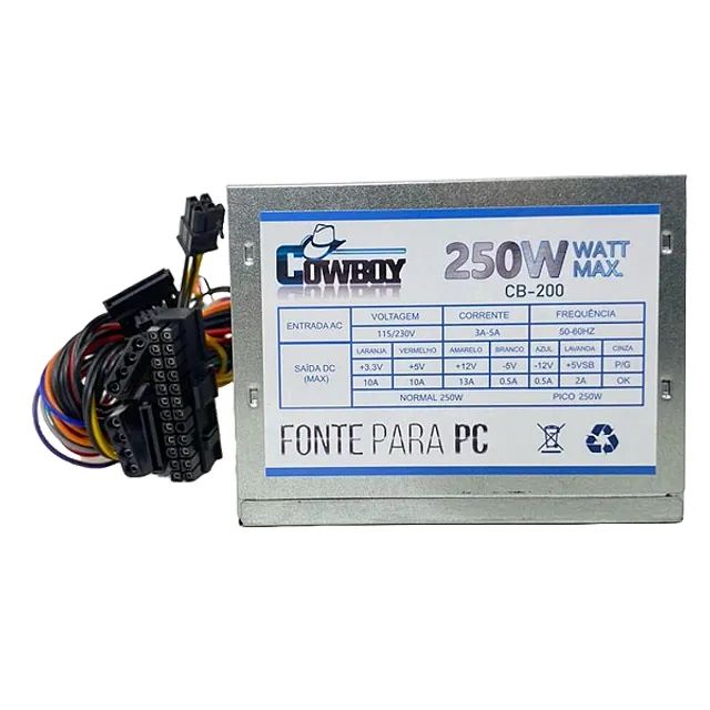 Fonte de Alimentação ATX 250W Para PC 110V 220V Cowboy em São Luís