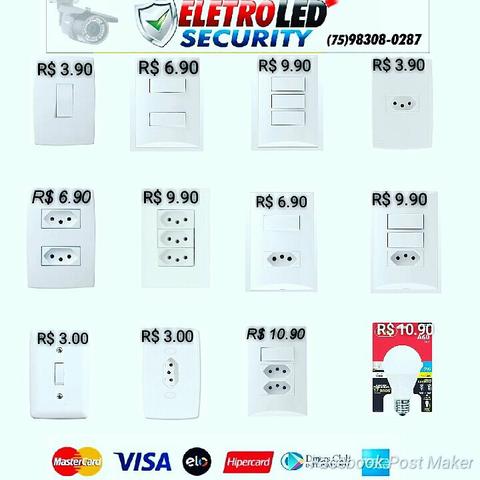 Tomadas e interruptor modular
