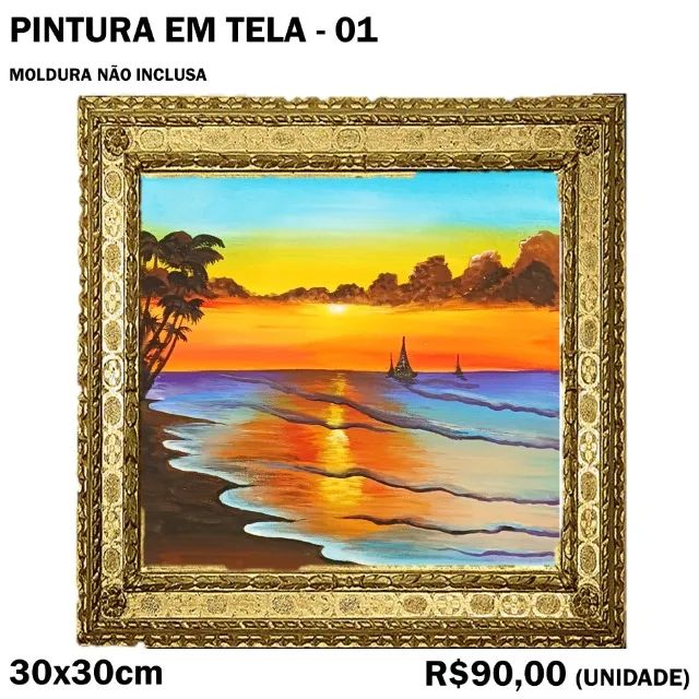 Pintura em Tela Praia no Pôr do Sol Hobbies e coleções Centro