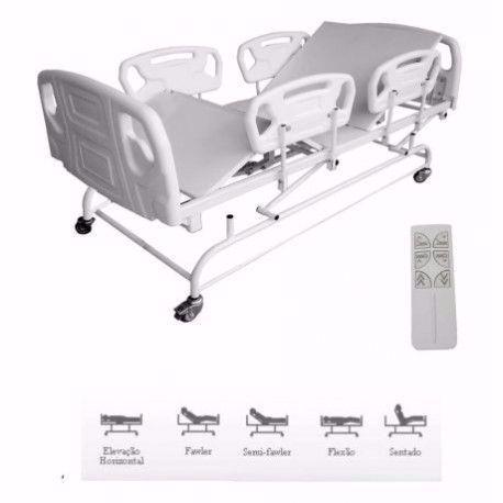 Cama Hospitalar Motorizada 3 Movimentos Com Elevação do Leito Luxo