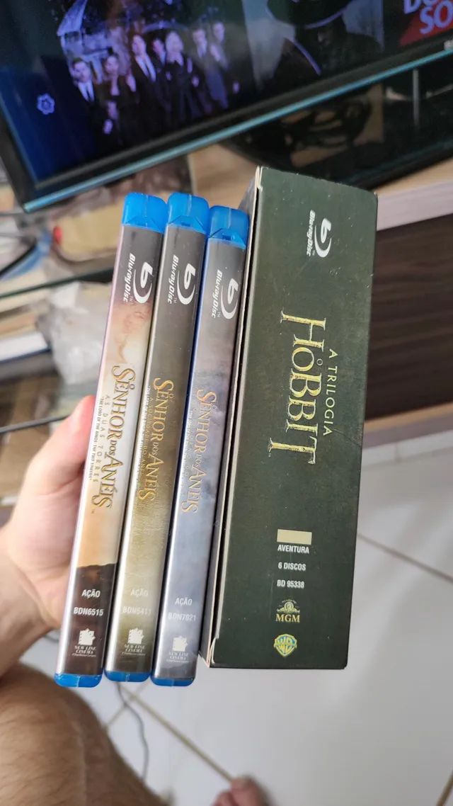 Trilogia completa Senhor dos Anéis e Hobbit DVD Blu Ray e Vídeo