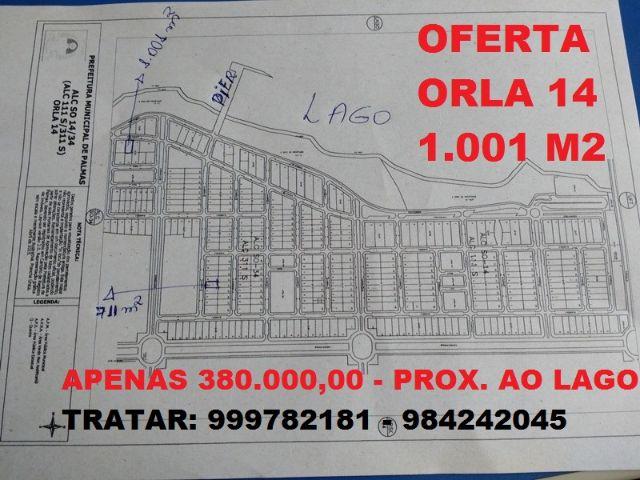 Lote Orla 14 próximo ao lago - 1.001 m2 - apenas 380.000,00
