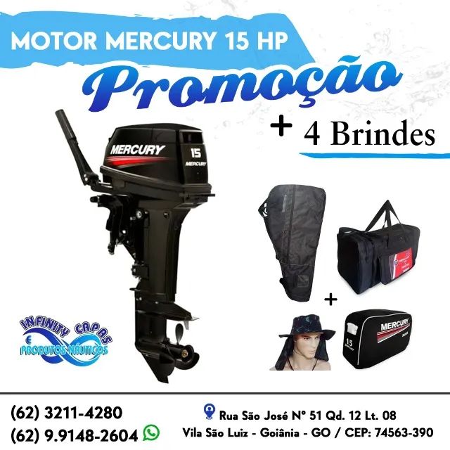 Motor De Popa Mercury Super Novo Na Caixa Brindes Barcos E