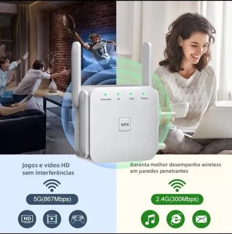 Repetidor Amplificador De Sinal Wi Fi S Fio 2 4 5g 1200mbps