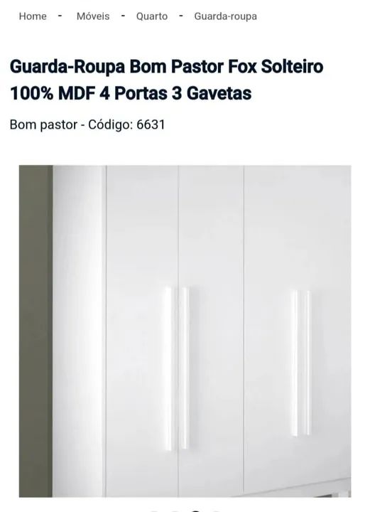 Guarda roupa Bom Pastor Fox Solteiro 100 MDF Armários e Guarda