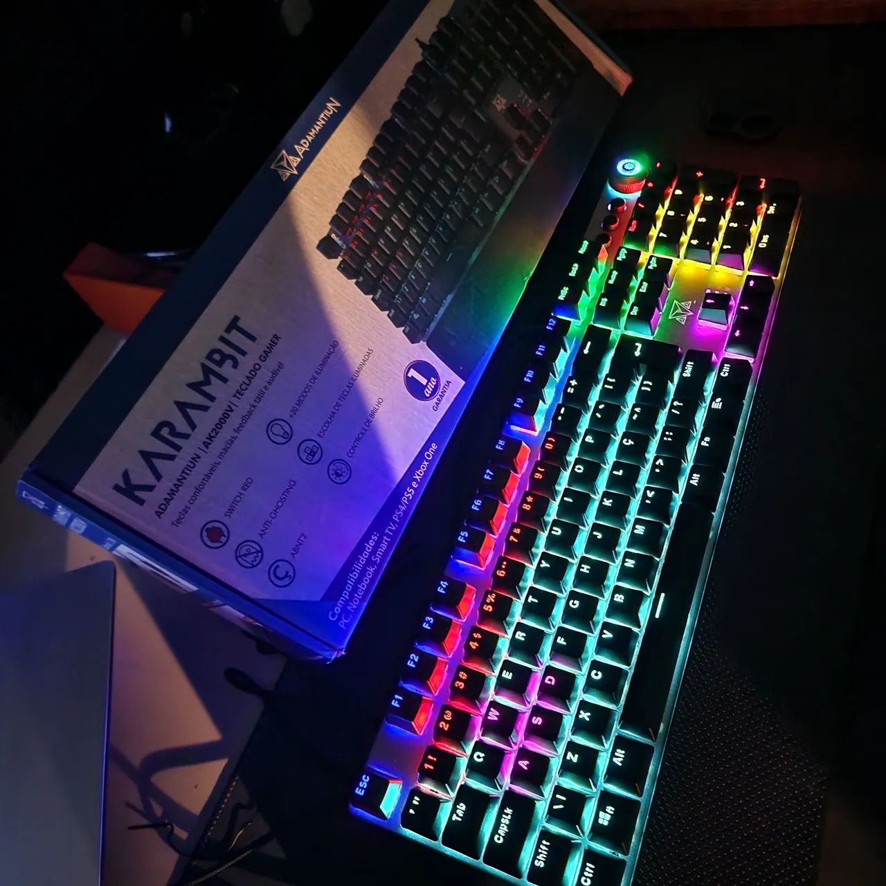 Teclado Gamer Mec Nico Full Led V Rias Fun Es Karambir Adamantium