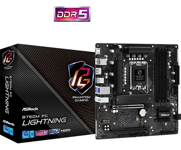 PLACA MÃE LGA1700 B760M ASROCK PG LIGHTNING DDR5 12A 13A E 14A C 1