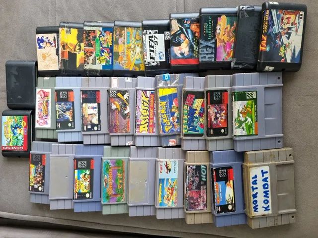 Lote 29 Cartuchos De Super Nintendo E Mega Drive Paralelo Jogos De