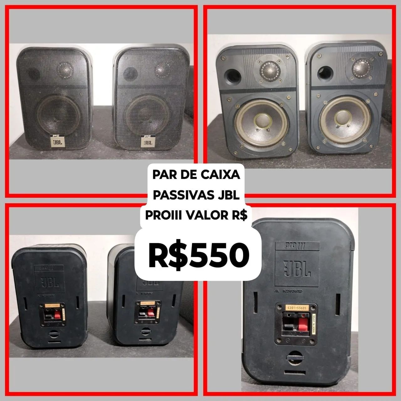 Par de Caixas Acústicas Passivas JBL Pro III Equipamentos e