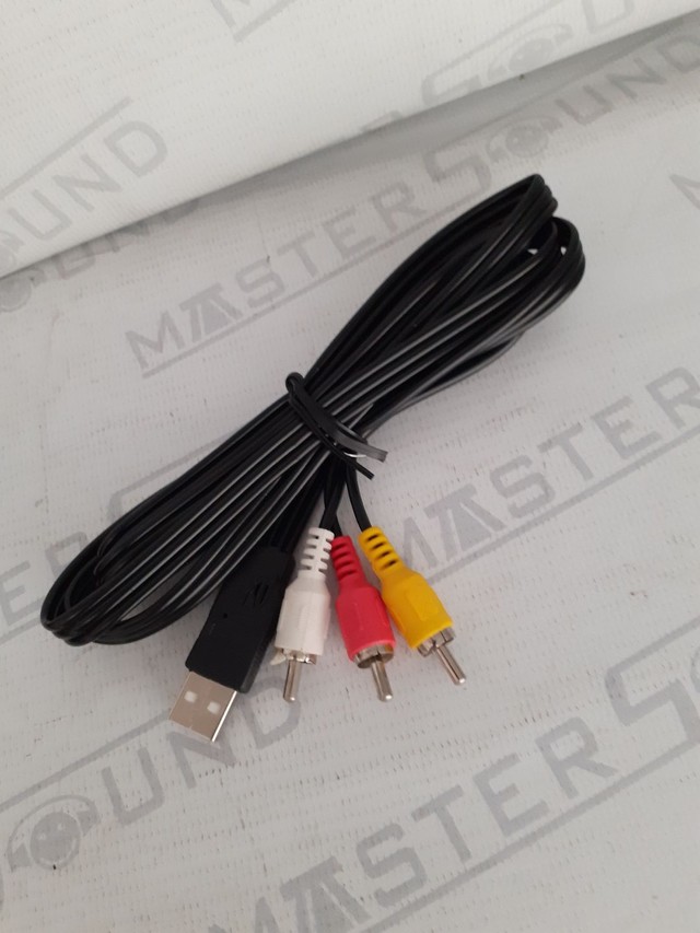 Cabo de áudio e vídeo.  Usb X 3 rca macho. Com 1,5 metros. Novo. - Foto 3