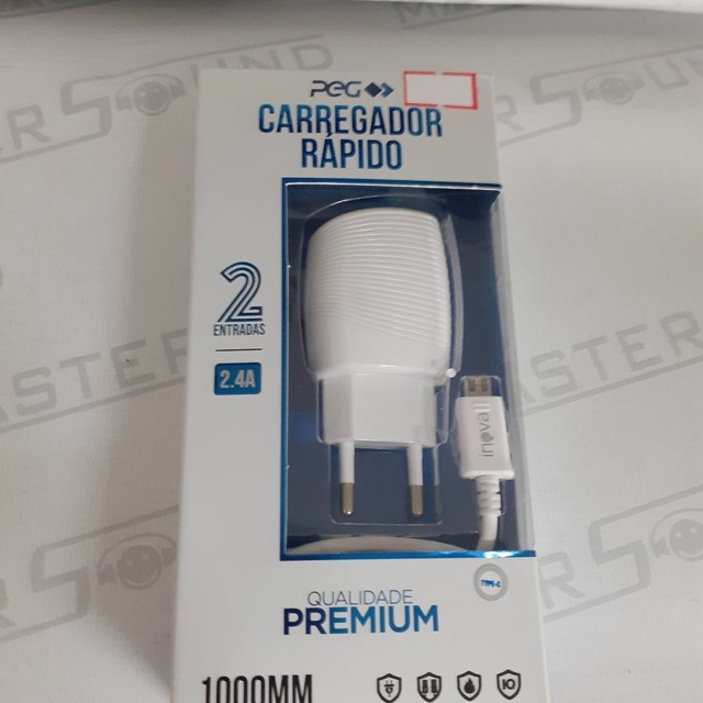 Kit carregador rápido de parede. Com duas entradas usb, cabo com entrada V8. Novo.  - Foto 2