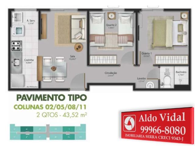 ARV103- Apartamento 2 quartos, Centro Serra Sede E.S