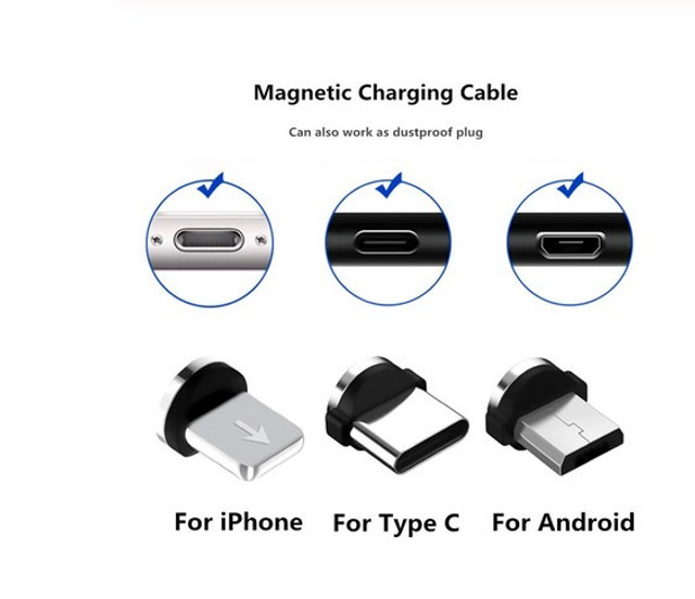 Cabo Carregador Magnético Usb 3 Em 1 Type C/ Micro Usb e Ios (Lighting) - Foto 2