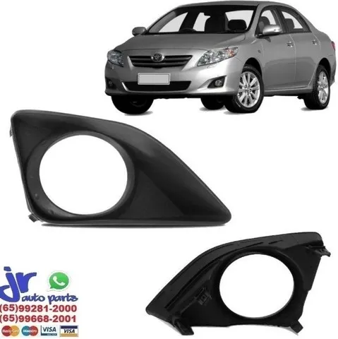 Par Moldura Farol Milha Corolla 2008 2009 2010 2011 Preta Com Furo