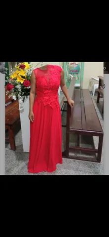 Baixou!!! Vestido de festa, na cor vermelha, bordado e bem rodado, lindo - Foto 3