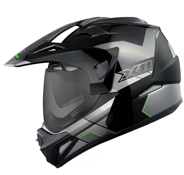 Capacete X11 Crossover X3 Com Viseira Solar Motociclista - Verde - Tam 60
