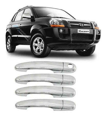 Capa Aplique Cromado Maçaneta Hyundai Tucson 2004 à 2016 - Fácil Instalação