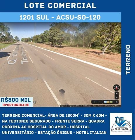 Terreno Comercial - Av. Teotônio Segurado, 1800m², Próximo ao Hotel Italian - 1201 SUL