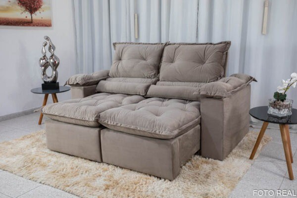 Sofá Retrátil Reclinável 1.80m Santorine Veludo RF - Foto 4