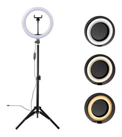 Kit Completo Anel de Luz LED Com Tripé Ring Light 10 Polegadas