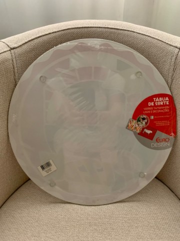 (Nova! Lacrada!) Tábua de Corte de Vidro Pizza Redonda (35 cm) - Foto 2