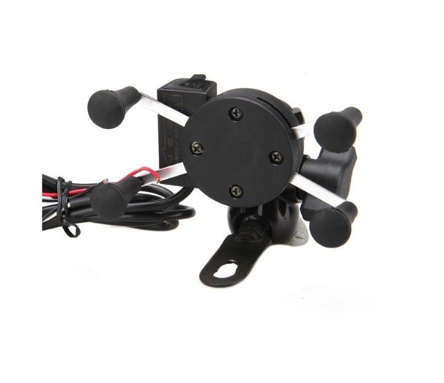 Suporte Aranha Garra Base de Ferro Celular Moto Com Carregador Usb  - Foto 2