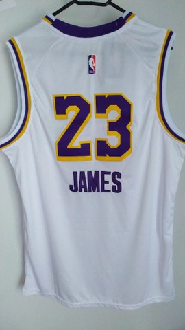 Camisa de basquete Regata NBA L.A. Lakers #23 LeBron James. Branca bordada - Foto 2
