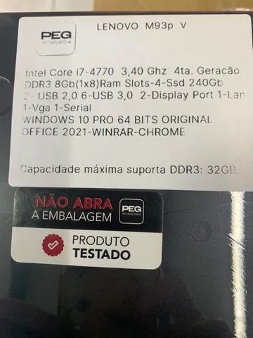 Pc Computador Cpu Core I7 4ªg 8gb 240gb (ssd) Win 10  **Promoção** - Foto 3