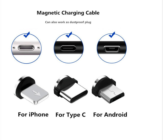 Cabo Carregador Magnético Usb 3 Em 1 Type C/ Micro Usb e Ios (Lighting) - Foto 5