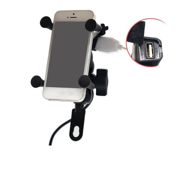Suporte Aranha Garra Base de Ferro Celular Moto Com Carregador Usb  - Foto 3