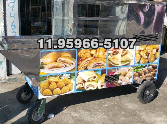Carrinho de coxinha salgados assados com forno incluso