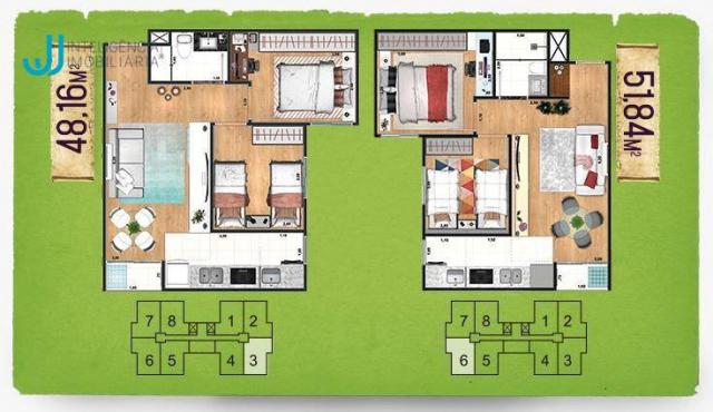 Apartamento com 2 dormitórios à venda, 48 m² por R$ 162.500 - Foto 2