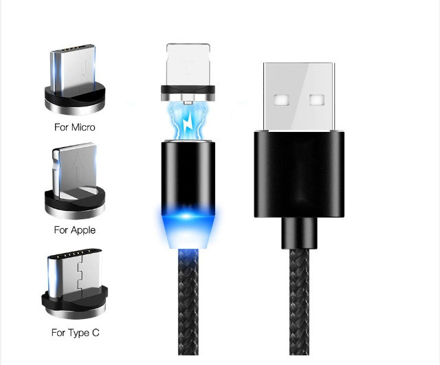 Cabo Carregador Magnético Usb 3 Em 1 Type C/ Micro Usb e Ios (Lighting) - Foto 4
