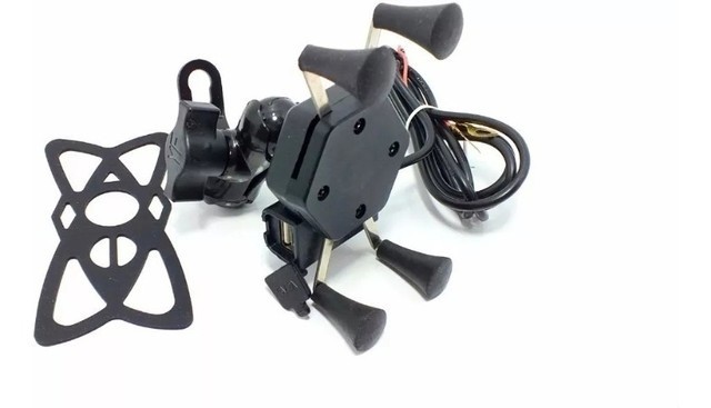 Suporte Garra De Celular Para Moto Universal Com Carregador Usb - Foto 3