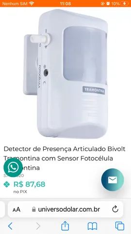 Sensor de Presença 360° Articulado para Área Semi Aberta Tramontina Bivolt  com Fotocélula Branco Tramontina