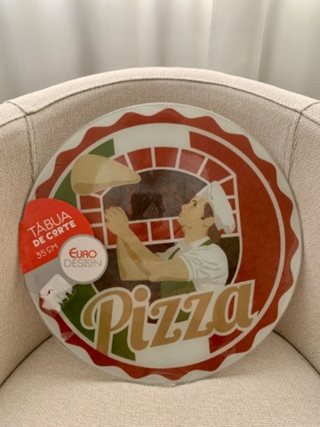 (Nova! Lacrada!) Tábua de Corte de Vidro Pizza Redonda (35 cm)