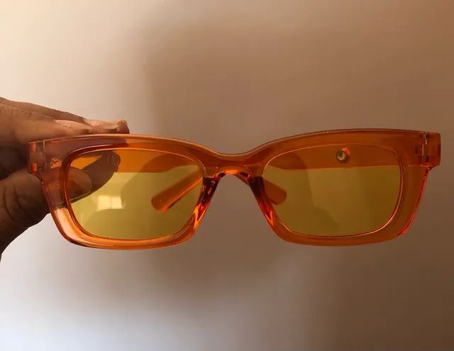 Óculos laranja transparente modelo retrô  - Foto 2