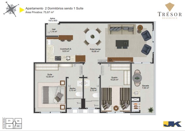 Apartamento de 2 e 3 dormitórios a partir de 74,73 m². Acabamento impecável localizado no  - Foto 9