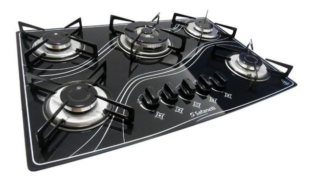 Cooktop 5 Bocas Safanelli Tripla chama Preto a Gás GLP