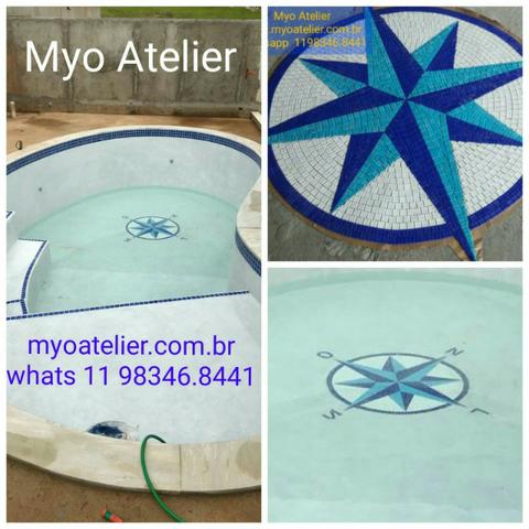 Mandala para piso, parede, piscina, rosa dos ventos, tapete mosaico